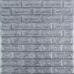 3D панель самоклеюча 700х770х3мм цегла Срібло (017-3) SW-00000230