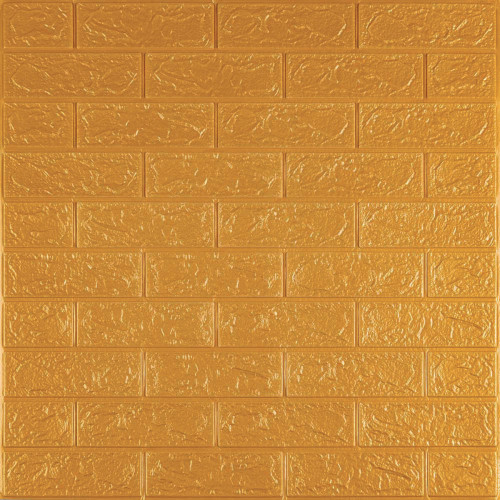3D панель самоклеюча 700х770х3мм цегла Золота (011-3) SW-00000676