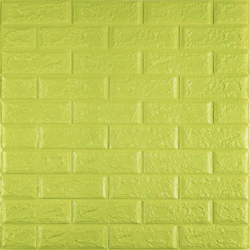 3D панель самоклеюча 700х770х5мм цегла відтінок лайму (300-5) SW-00001331