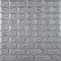 3D панель самоклеюча 700х770х7мм цегла Срібло (017-7) SW-00000059