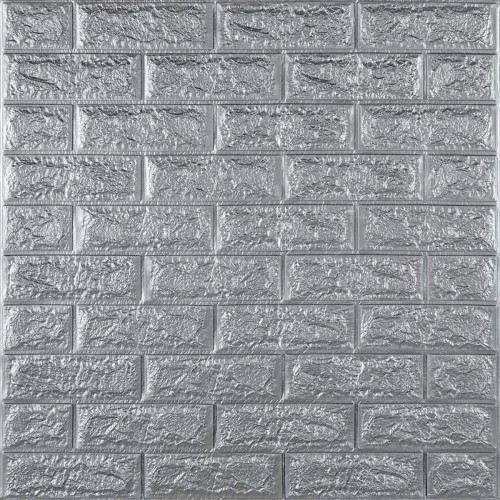 3D панель самоклеюча 700х770х7мм цегла Срібло (017-7) SW-00000059