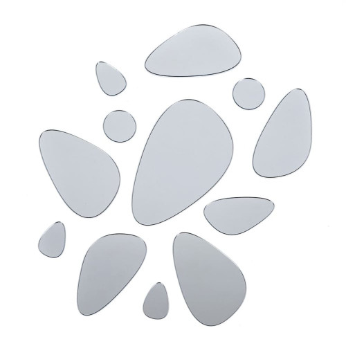 Дзеркальний декор акриловий самоклеючий Камінці срібло, 12шт (D) SW-00002496