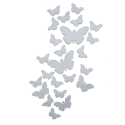 Дзеркальний декор акриловий самоклеючий Метелики срібло,25шт (D) SW-00002521