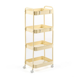 Етажерка мобільна чотириярусна універсальна з металу 45х30х103см Кремова SW-00002114