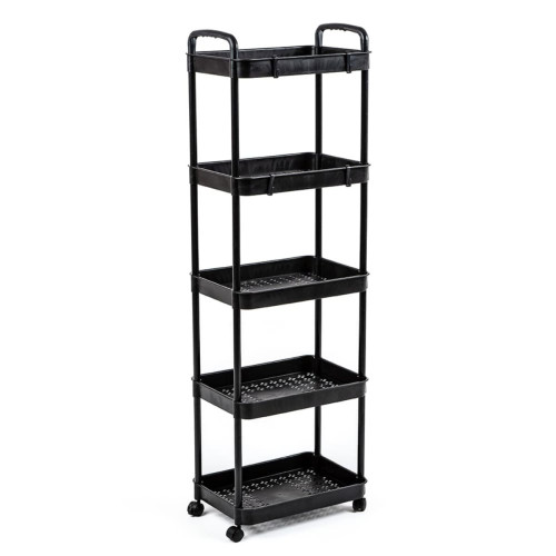 Етажерка мобільна п'ятиярусна універсальна пластикова 41х25х127см Чорна SW-00002109