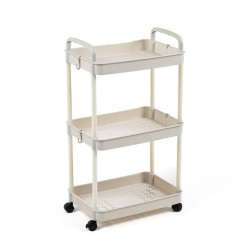 Етажерка мобільна триярусна універсальна пластикова 41х25х72см Слонова кістка SW-00002435