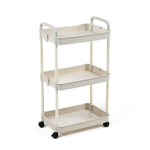 Етажерка мобільна триярусна універсальна пластикова 41х25х72см Слонова кістка SW-00002435