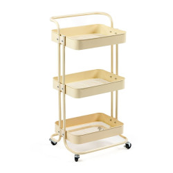 Етажерка мобільна триярусна універсальна з металу 45х37х82см Кремова SW-00002105