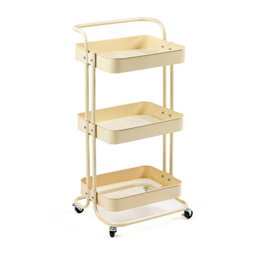 Етажерка мобільна триярусна універсальна з металу 45х37х82см Кремова SW-00002105