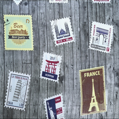 Самоклеюча 3D панель 700х700х4мм Поштові марки (091) SW-00001152