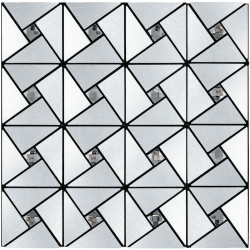 Самоклеюча алюмінієва плитка 300х300х3мм Срібло зі стразами SW-00001325