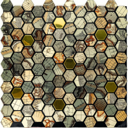 Самоклеюча алюмінієва плитка 300х300х3мм Золота луска SW-00001934