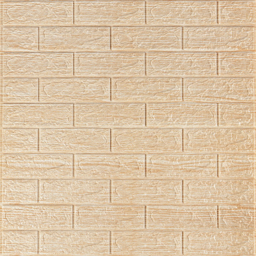 Самоклеюча декоративна 3D панель 700х770х5мм Бежева смужка цегла (184) SW-00000489