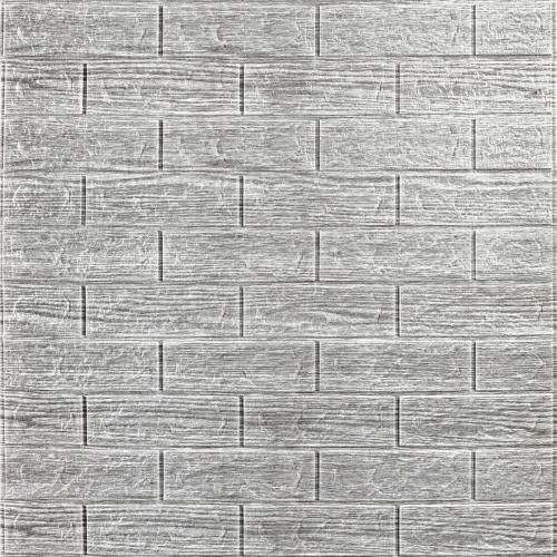 Самоклеюча декоративна 3D панель 700х770х5мм Сіра смужка цегла (183) SW-00000488