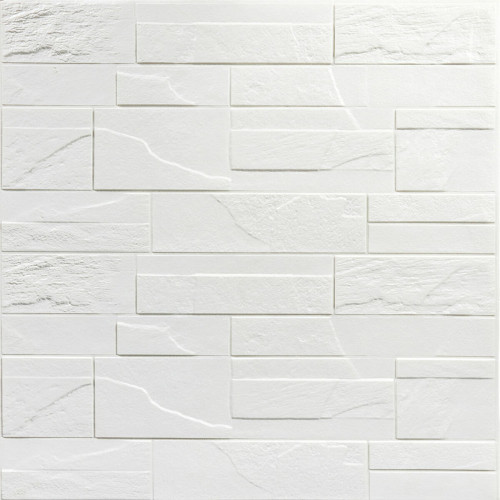 Самоклеюча декоративна 3D панель Камінь біла бита цегла700х770х5мм (180) SW-00000426