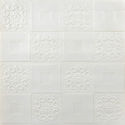 Самоклеюча декоративна настінно-стельова 3D панель 700х700х3мм Білий(114-3) SW-00000697