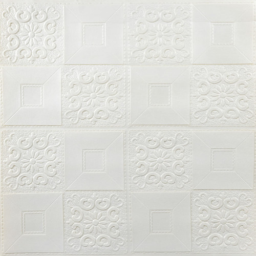 Самоклеюча декоративна настінно-стельова 3D панель 700х700х3мм Білий(114-3) SW-00000697
