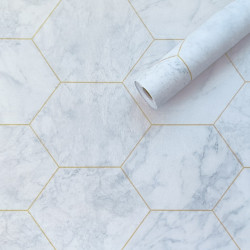 Самоклеюча плівка 0,45х10м х 0,07мм Малахітовий мармур золоті соти SW-00001214