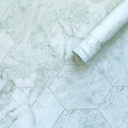 Самоклеюча плівка 0,45х10м х 0,07мм Нефритовий мармур срібні соти SW-00001215