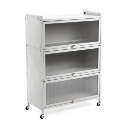 Шафа мобільна для зберігання розкладна триярусна з сталі 70х36х112,8см Світло-сірий SW-00002116