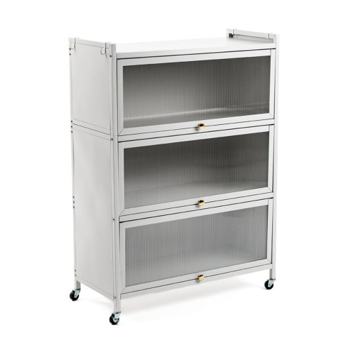 Шафа мобільна для зберігання розкладна триярусна з сталі 70х36х112,8см Світло-сірий SW-00002116