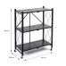 Стелаж мобільний триярусний універсальний розкладний з нержавіючої сталі 89х72х34см Чорний SW-00002097