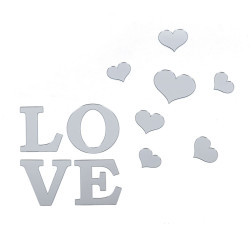 Дзеркальний декор акриловий самоклеючий Love срібло,11шт (D) SW-00002495 Дзеркальний декор акриловий самоклеючий Love срібло,11шт (D) SW-00002495